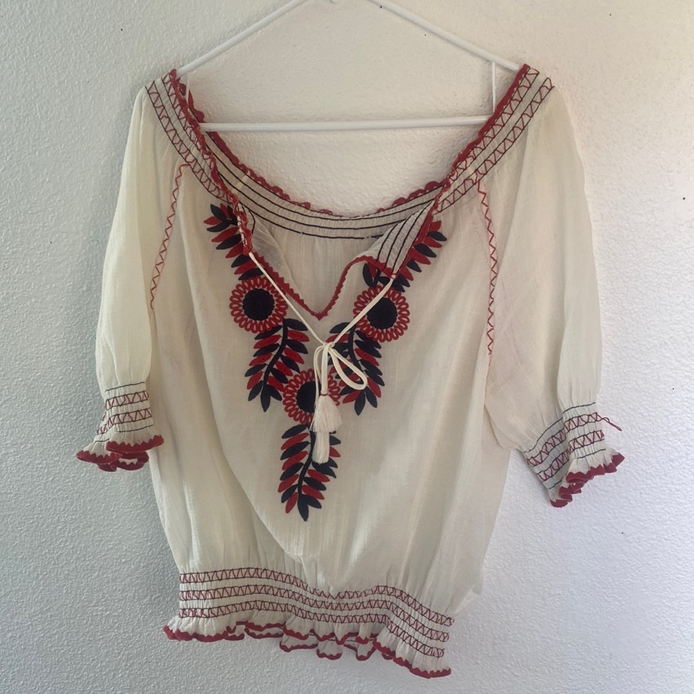 Boho top with flower embroidery size medium